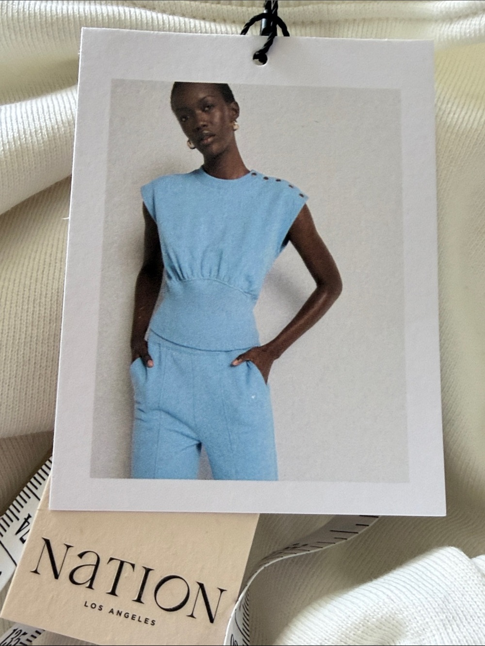 Anthro Nation‎ Los Angeles Ivory Sleeveless Button-Shoulder Sweat Top XL - Picture 7 of 7